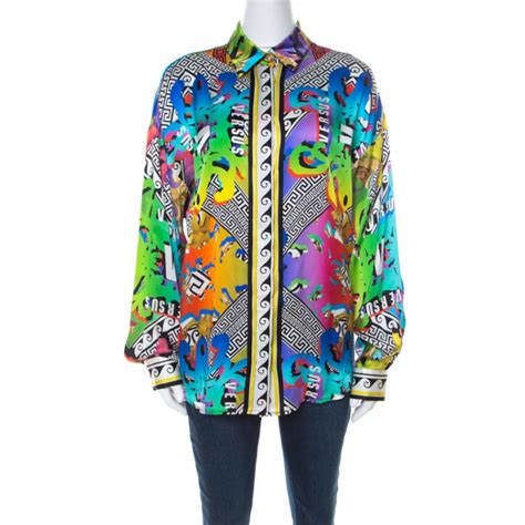 Versus Versace Multicolor Printed Silk Button Front Blouse M